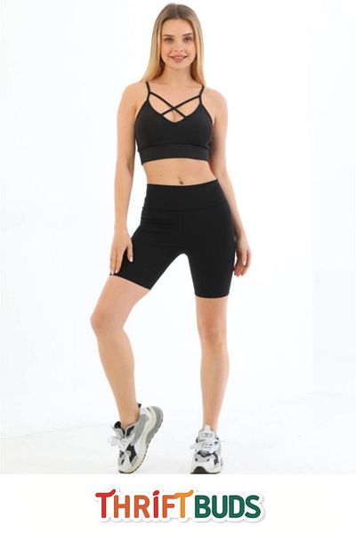 Thriftbuds Special Production Gathering Non-Slip Firming Laser Cut Shaping Arched Biker Corset Leggings