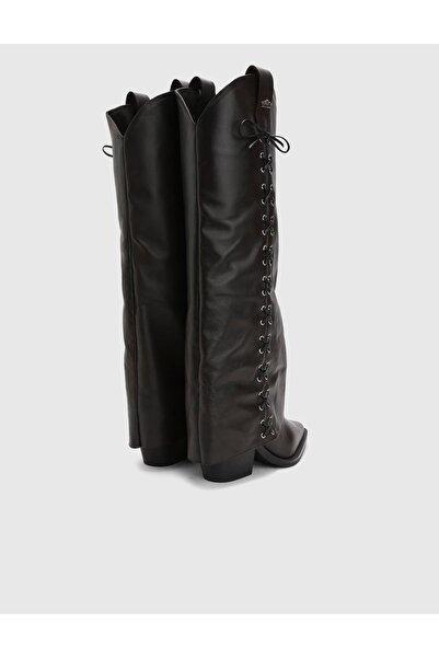 İLVİ Aradia Hakiki Deri Kadın Kahverengi Topuklu Çizme