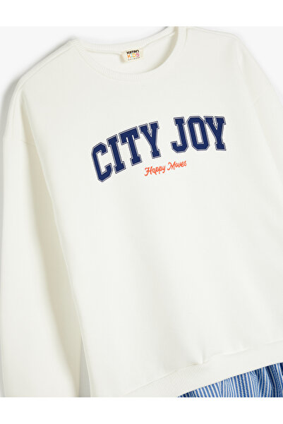 Koton Print Detailed Long Sleeve Crew Neck Sweat Dress