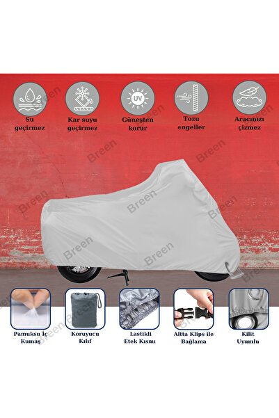 Breen RKS R250 için Kilit Uyumlu Motosiklet Branda, Gri, Güvenli, Su Geçirmez Dayanıklı Kumaş