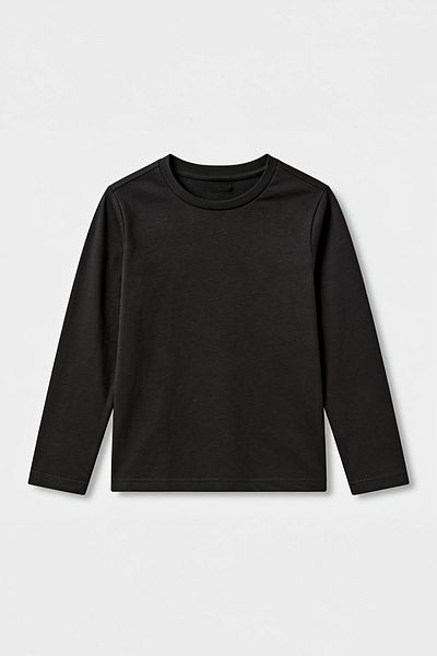 Perendi Μαύρο Unisex Basic T-Shirt - 100% βαμβάκι, μακρυμάνικο