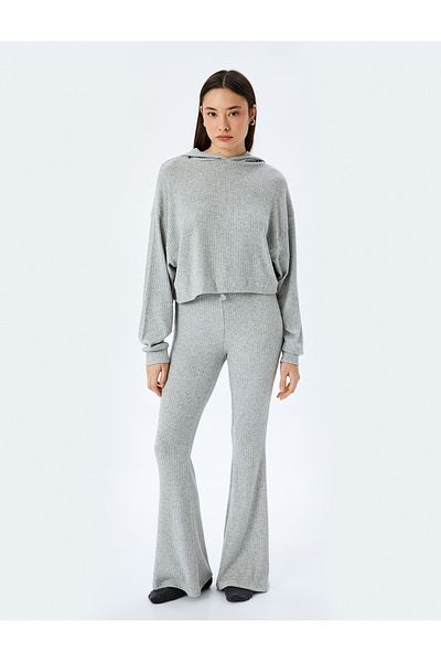 Koton Pyjamahose aus Viskose-Mischgewebe mit gebundener Taille und ausgestelltem Bein