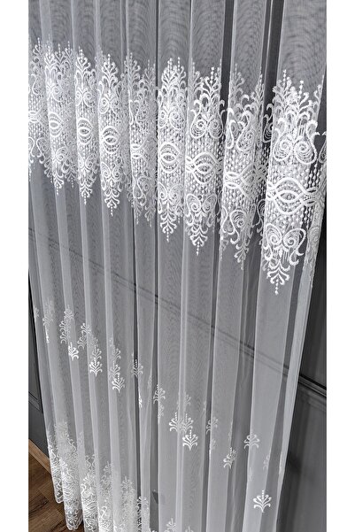 Yuka Embroidery 1/3 Close Pleat Non-Crease No Ironing Skirt - Infinite Pattern, Empty Tulle Curtain