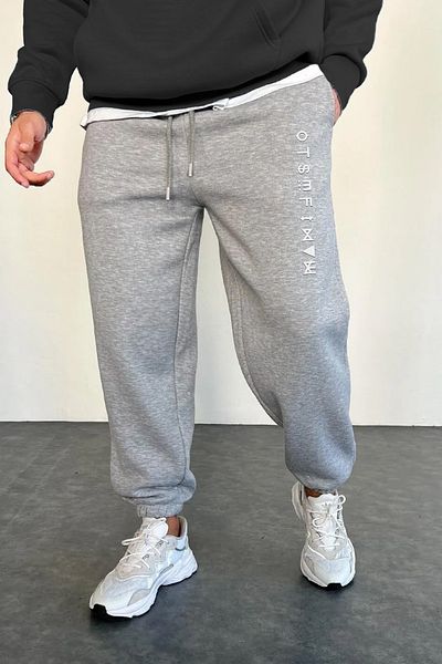 C&C OKULCUNUZ Unisex γκρι βαμβακερό ριγέ φούτερ - 3 κλωστές, τυπωμένο Manifesto