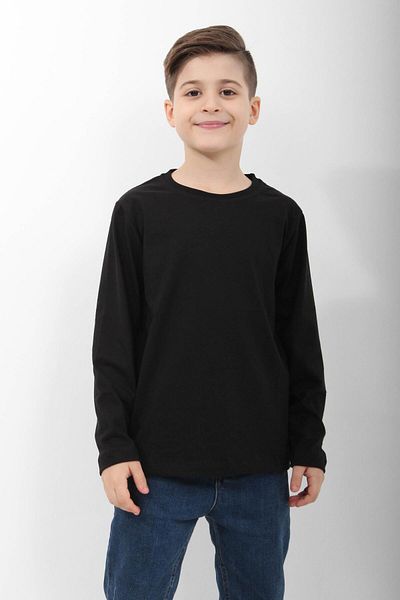 Perendi Μαύρο Unisex Basic T-Shirt - 100% βαμβάκι, μακρυμάνικο