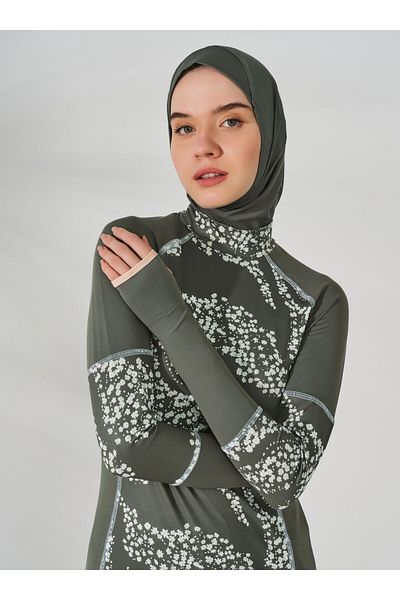 ALFASA Daisy Karyoka Decorated Hijab Swimsuit - Khaki -