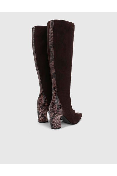 İLVİ Glacia Hakiki Süet Deri Kadın Kahverengi Topuklu Çizme