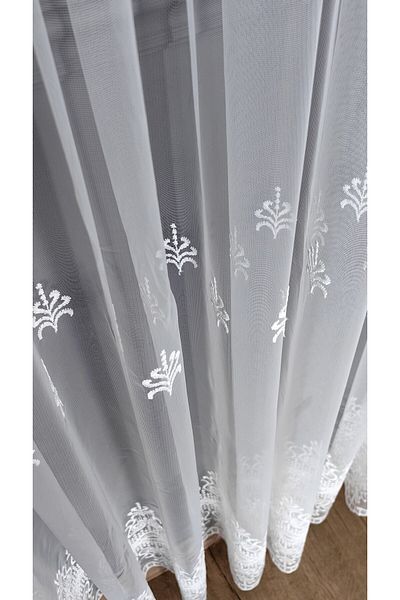 Yuka Embroidery 1/3 Close Pleat Non-Crease No Ironing Skirt - Infinite Pattern, Empty Tulle Curtain