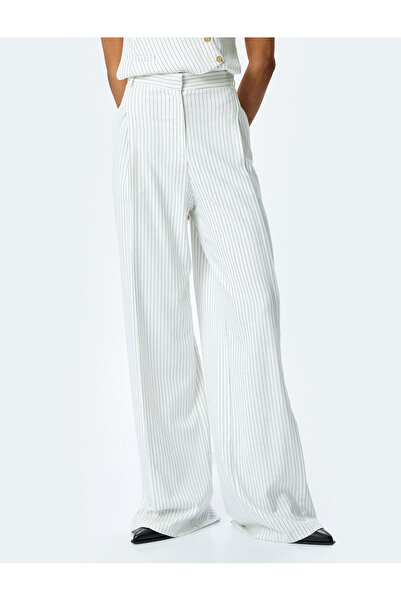 Koton Viskon Kumaş Karışımlı Cepli Yüksek Bel Palazzo Pantolon