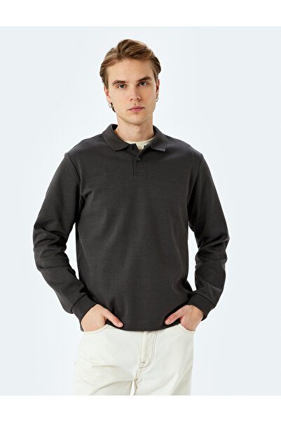 Koton Cotton Interlock Fabric Polo Neck Sweatshirt