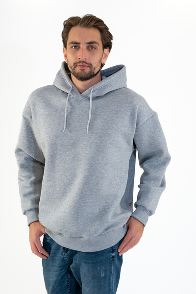 TEVOOY Unisex Oversize Kapüşonlu, Şardonlu ve İç Tüylü Baskılı Sweatshirt Hoo...