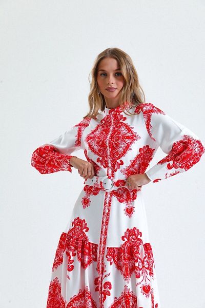 WellWay Rochie din stofă Atlas (curea inclusă) - roșu NHN86