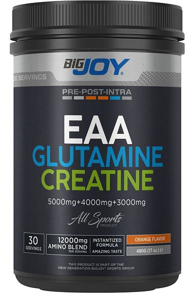 Bigjoy Sports Eaa Glutamine Creatine Orange - 480G-3Gr Creatine, 4Gr Glutamine and 5Gr Essential Amino Acids