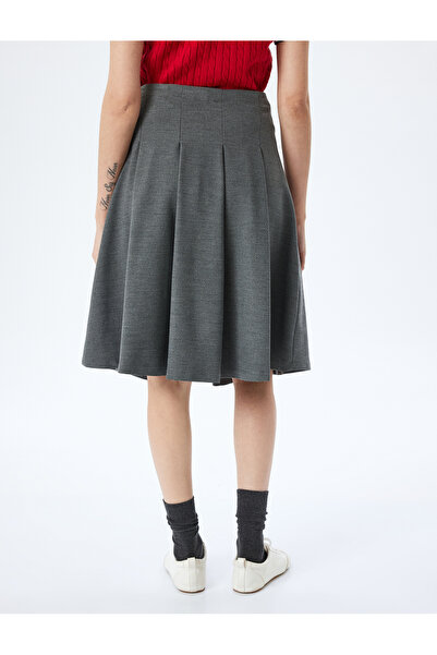 Koton Kalın Piliseli Midi Boy Yırtmaç Detaylı Etek