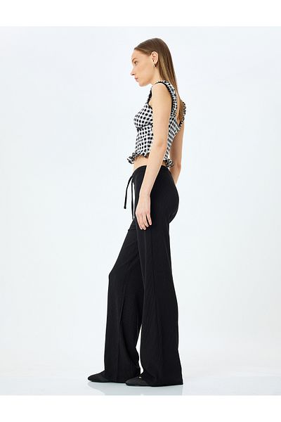 Koton Waist Lace-Up High Waist Wide Leg Wrap Comfortable Fit Pants