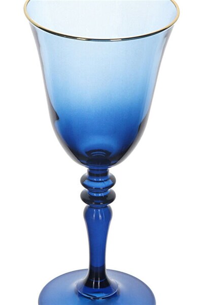 Porland Lacivert Altın Yaldızlı Ayaklı Su Bardağı 270 Cc