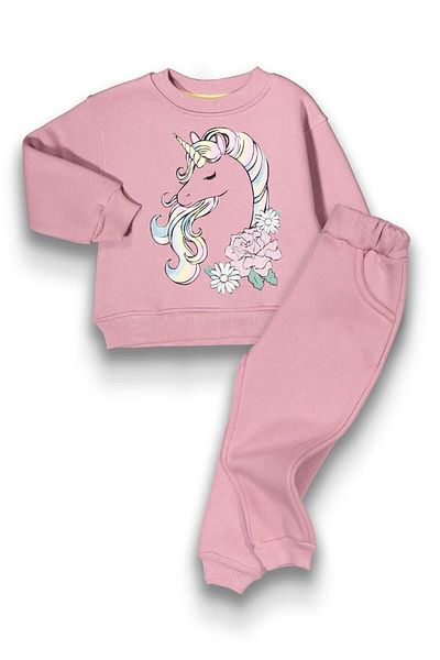 baby flamindo Baby Flamindo Unicorn Printed 3 Thread Girl's Suit