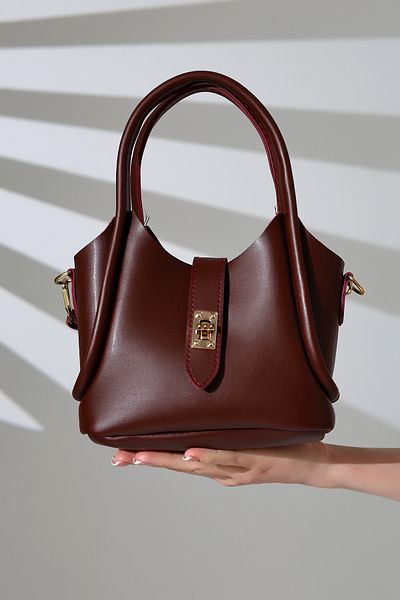 Encool Geantă de machiaj pentru femei, roșu Claret, auriu - Design elegant și modern, dimensiune mică