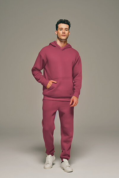 YAKAMEL Men's Casual Hooded Basic Tracksuit Set - Cotton, Loose Fit, 3 Thread