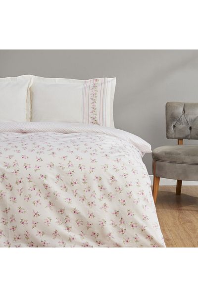 Karaca Home Glen Pink 100% Baumwolle Doppelbettwäsche - 100% Baumwolle, Bettbezug 200 cm x 220 cm
