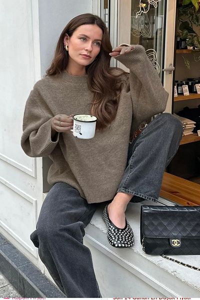 Ritnice Плетена пуловер с кръгло деколте Pntrst Mink