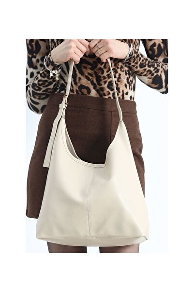 stilfest Κρεμ Χρώμα Μεγάλη Χρήσιμη Γυναικεία Τσάντα Χεριού και Ώμου