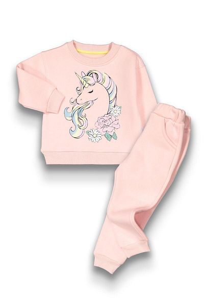 baby flamindo Baby Flamindo Unicorn Printed 3 Thread Girl's Suit