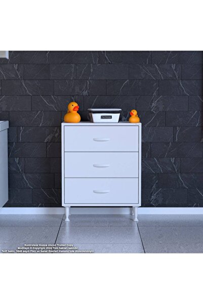 Modilayn SÖKE 3'lü Çekmece Banyo Dolabı 55x75x32,5 cm’ lik Çok Yönlü Çekmecelerle Daha Düzenli