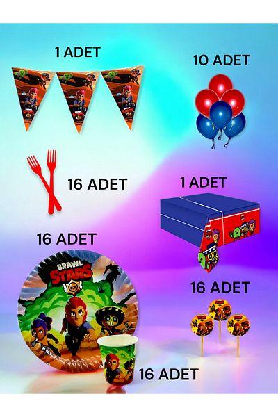 VibeHome Brawlstars Themed L Pack for 16 - Birthday Party and Fun Events