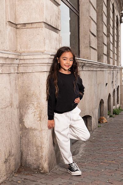 for you kids 2-Piece Ecru Gabardine Trousers Set with Shoulder Buttons