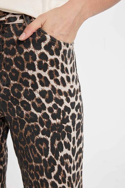 DeFacto DFC - Ψηλόμεσο Leopard Print Μακρύ Παντελόνι Gabardine
