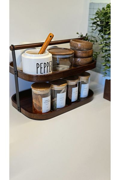 BUCOLIC Akasya 2-Tier Decorative Organizer-Waterboard- Countertop Stand-Kitchen Organizer