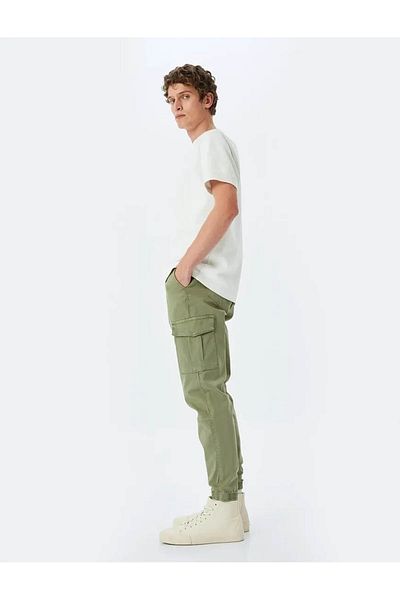 Koton Ψηλόμεσο με κορδόνι βαμβακερό παντελόνι Jogger με λεπτομέρεια Cargo Pocket