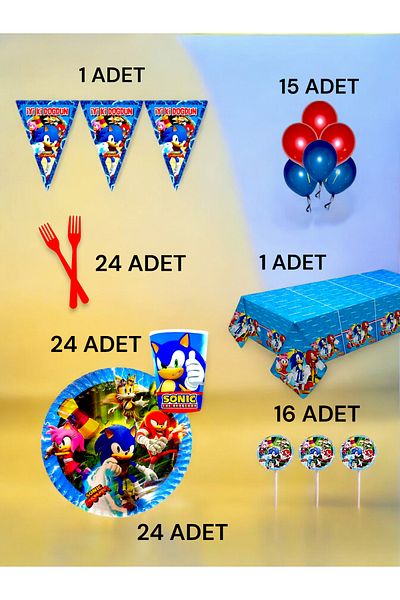 VibeHome Sonic Themed L Pack for 24 - Birthday Party and Fun Events