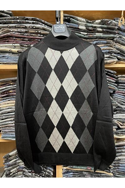 nacar çarşı Pulover tricotat negru pentru bărbați, cu model Dad, cu guler pe ...