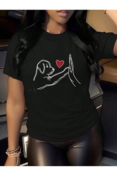 OVER HEAD Ženska simpatična psa prijateljica Štampano velika veličina T-shirt