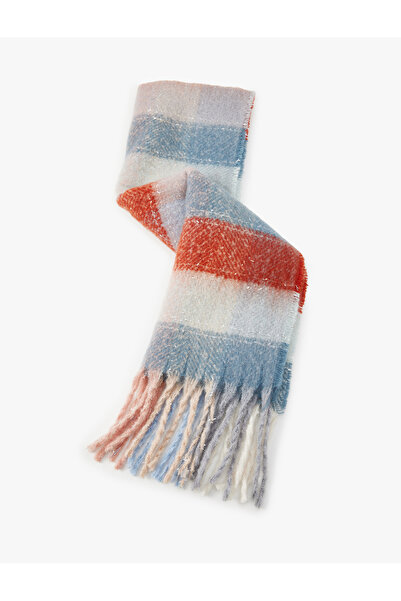 Koton Eșarfă lungă cu model în carouri - ciucuri multicolore