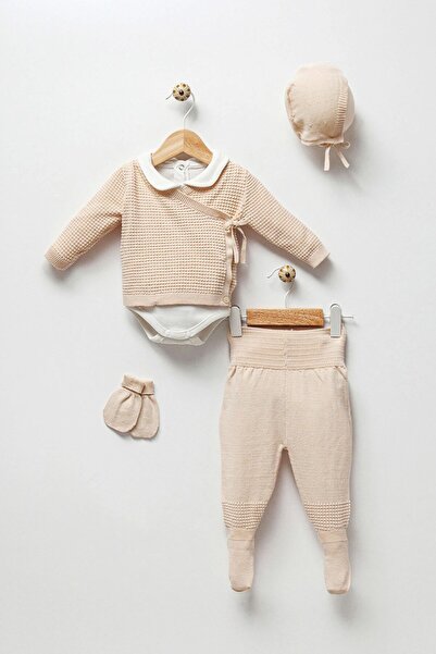 Banamio Kylo Kruvaze Kabartma Desenli Natural Pamuk Örme Triko 5'li Hastane Ç...