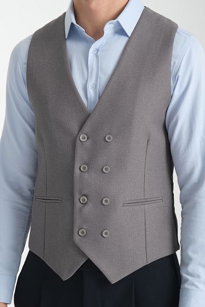 Frappoli Βασικό γιλέκο με διπλό στήθος V-λαιμόκοψη Slim Fit