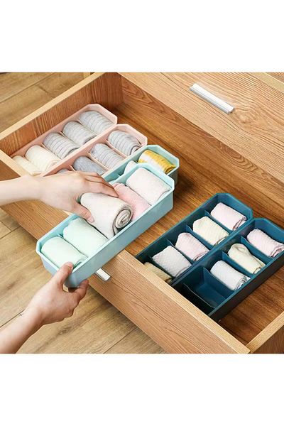 Ecolux 5 Compartment Organizer - Watch, Jewelry, Clasp, Socks, Tie, Underwear Organizer 4 Pcs Assorted Color