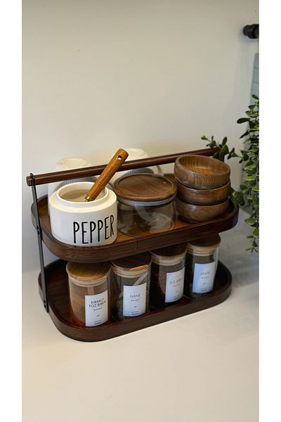 BUCOLIC Akasya 2-Tier Decorative Organizer-Waterboard- Countertop Stand-Kitchen Organizer
