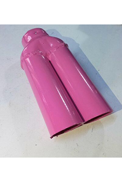 AUTO LUXURY Şeker pembe minik çiftli kesik eşit nikelaj  egzoz ucu eksoz vidalı