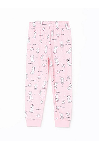 LC Waikiki LCW Kids Pembe Bisiklet Yaka Baskılı Kız Çocuk Pijama Takımı