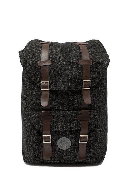 KAFF Linen Fabric Black Front Pocket Adjustable Back Strap Backpack Kf-522