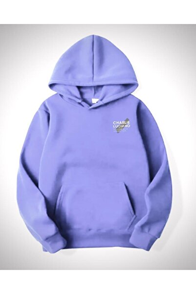 NO 601 Ανδρικό χειμωνιάτικο φούτερ με κουκούλα λιλά Luciano Crew