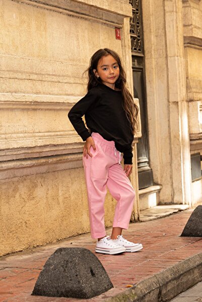 for you kids Set of 2 Pink Gabardine Pants with Shoulder Buttons