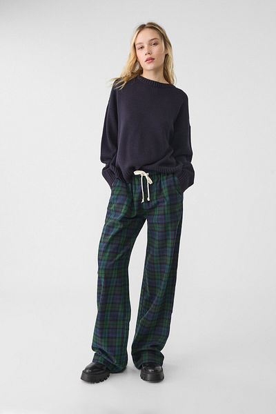 Stradivarius Checked cotton trousers