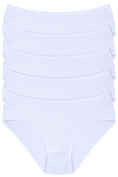 Humaone Women's 100% Cotton 5-Piece High Waist Ribbed Panties