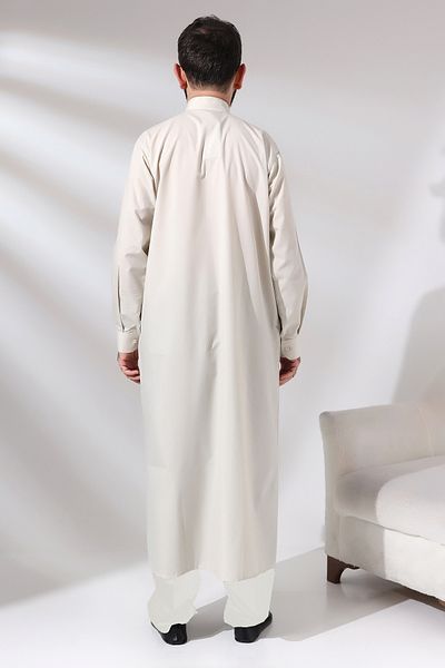 ihvanonline Cream Çınar Dagron Fabric Men's Hajj Umrah Outfit Fistan Set