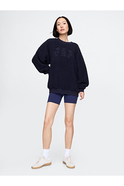 GAP Kadın Lacivert Gap Logo Oversize Sherpa Heart Sweatshirt